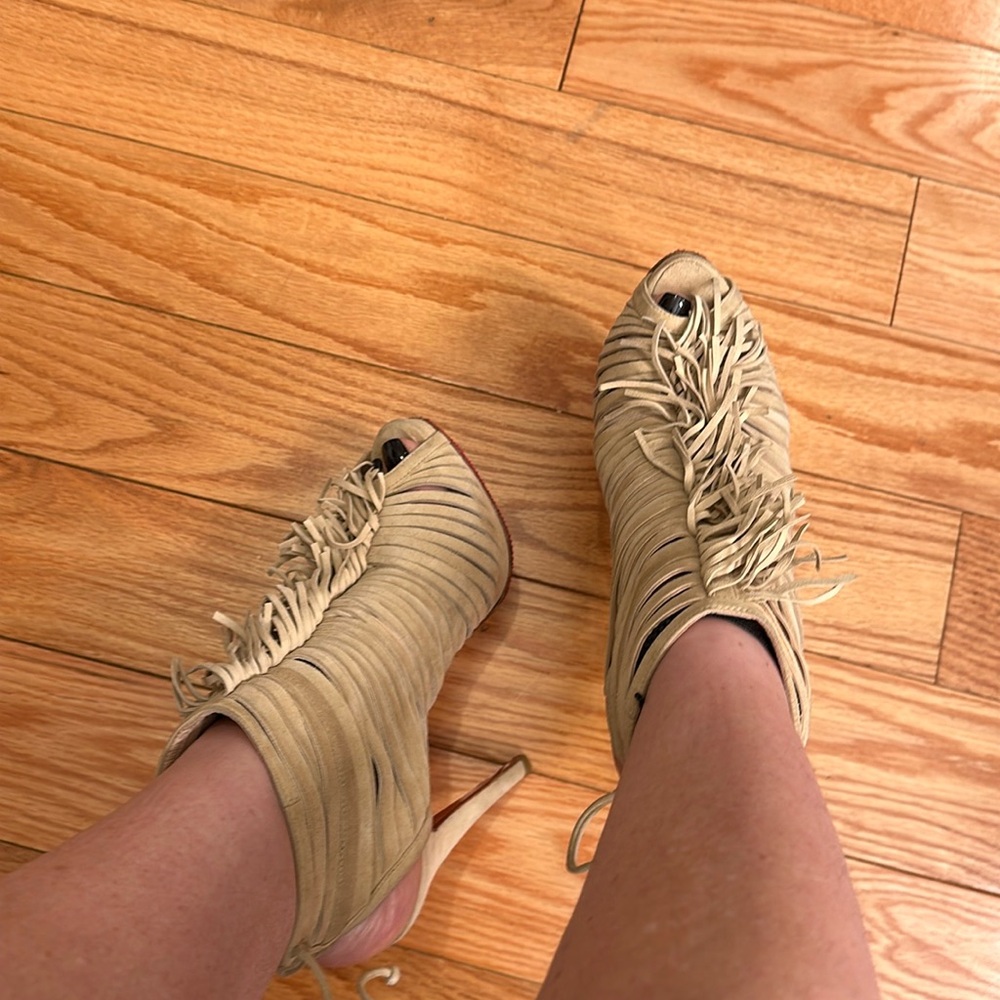 Christian Louboutin fringe suede heels 37